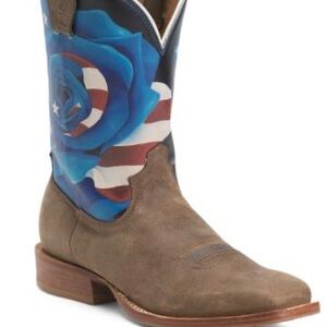 Women’s Brown Western Boots with Blue Rose Shaft